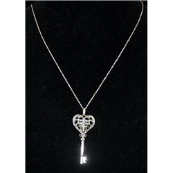 Gorgeous Silver Heart-Cross-Key Shape Necklace with Diamonds (93I)