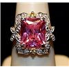 Beautiful Pink Lab Sapphire & White Topaz SS Ring. (551L)