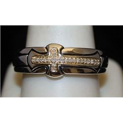 Unisex Silver Cross Ring with Diamonds (3I)