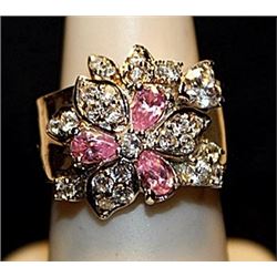 Gorgeous Pink and White Sapphires SS Ring. (552L)