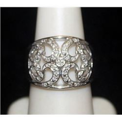 Fancy Silver Antique Style Ring with Diamonds (96I)