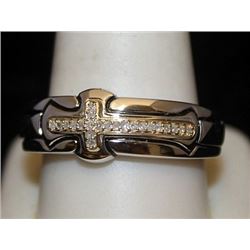 Unisex Silver Cross Ring with Diamonds (98I)