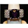 Gorgeous Amethyst & White Topaz SS Ring. (555L)