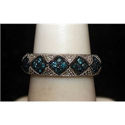 Fancy Silver Ring with Topaz & Diamonds (100I)