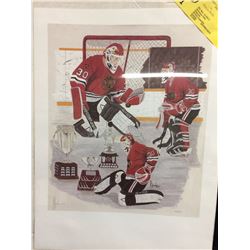 RICHARD HESSLER SIGNED 256/1000 CHICAGO BLACKHAWKS ED BELFOUR PRINT