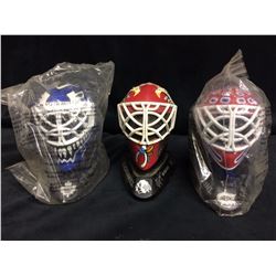 MINI NHL GOALIE HELMETS LOT (THIBEAULT,BELFOUR,POTVIN)