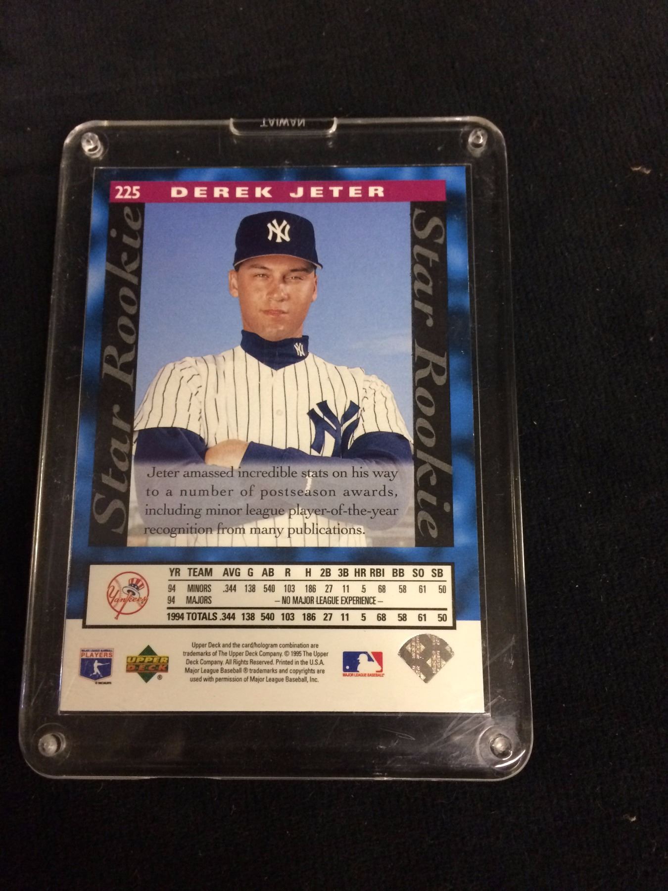  225 DEREK JETER UPPER DECK ROOKIE CARD