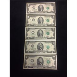 USA TWO DOLLAR SEQUENTIAL BANKNOTES