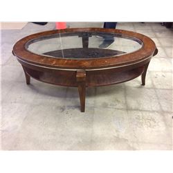 GLASS TOP ALL WOOD COFFEE TABLE