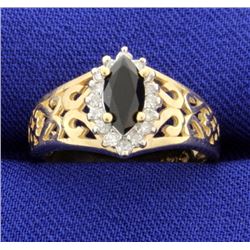 14 K Onyx and Diamond Ring