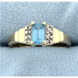 Blue Topaz and Diamond Ring