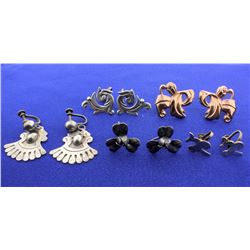 Five Pair of Vintage Sterling Silver Screw Back Earrings