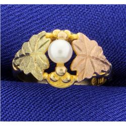 Rose, Black, & Yellow Gold Pearl Ring