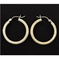 White and Yellow Gold Hoop Earrings