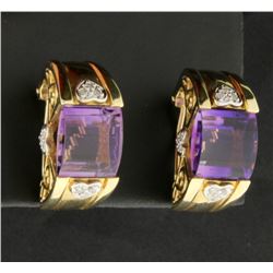 Large Amethyst & Diamond Earrings