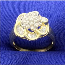 Over 2cts TW Diamond Flower Ring