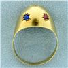 Image 3 : 18k Gold Multi-Gemstone Dome Ring