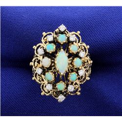 Vintage Opal & Diamond ring