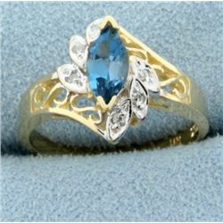 Blue Spinel & Diamond Ring