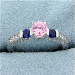 Synthetic Pink & Blue Sapphire Ring