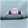 Image 1 : Synthetic Pink & Blue Sapphire Ring