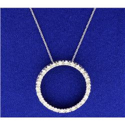 1/2 ct TW Diamond Circle Pendant with chain