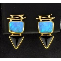 Opal and Onyx Earrings