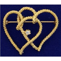 Double Heart Diamond Pin