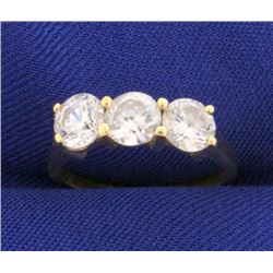 1 1/2ct 3 Stone CZ Ring in 14k Gold