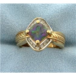 Mystic Topaz and Diamond Ring