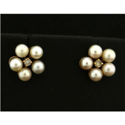 Pearl and Diamond Earrings