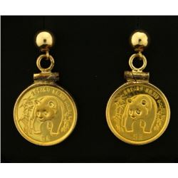 1/20 Gold Ounce Chinese Panda Coin Dangle Earrings