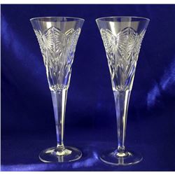 Waterford Millennium Series Fluted Crystal Champagne Toasting Glasses- Set of 2