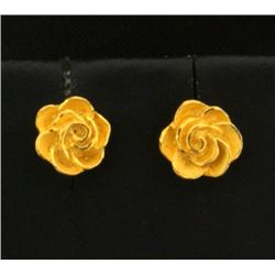 Rose Flower 22k Gold Earrings