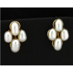 Oval Shaped Pearl Earrings