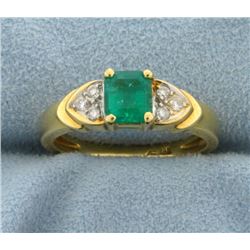 Natural Emerald and Diamond Ring