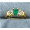 Image 1 : Natural Emerald and Diamond Ring