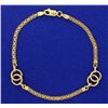 Image 1 : 7 1/2 Inch Alternating Flat Link and Ring Designer Bracelet