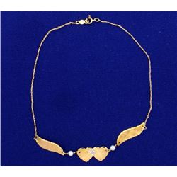 10 Inch Diamond and Pearl Heart Anklet