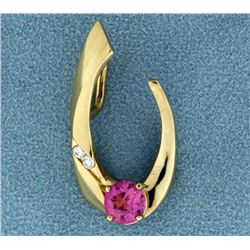 Pink Topaz and Diamond Pendant/Slide
