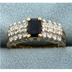 Natural Sapphire and Diamond Ring