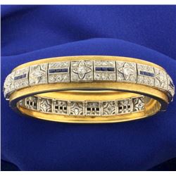 Vintage Diamond and Sapphire Bangle Bracelet