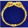 Image 1 : 18k Ram's Head Emerald and Enamel Bangle Bracelet