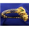 Image 2 : 18k Ram's Head Emerald and Enamel Bangle Bracelet