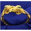 Image 3 : 18k Ram's Head Emerald and Enamel Bangle Bracelet