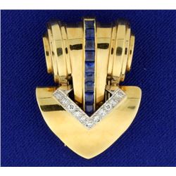 Cartier Vintage Sapphire and Diamond Pin Brooch