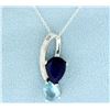 Image 1 : Sapphire and Blue Topaz Pendant with Diamond and Chain