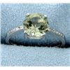 Image 1 : Green Amethyst Ring with Diamonds