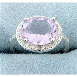 Huge 13ct Pink Amethyst Statement Ring with Diamonds