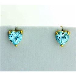 Sky Blue Topaz Heart Stud Earrings